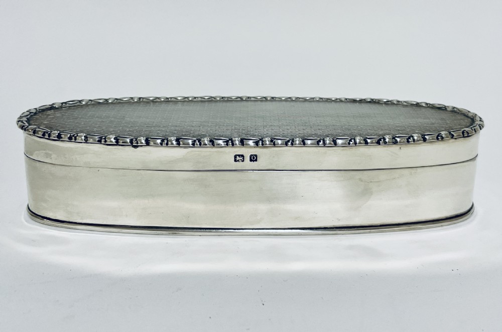 Antique Solid Silver Oval Dressing Table Box