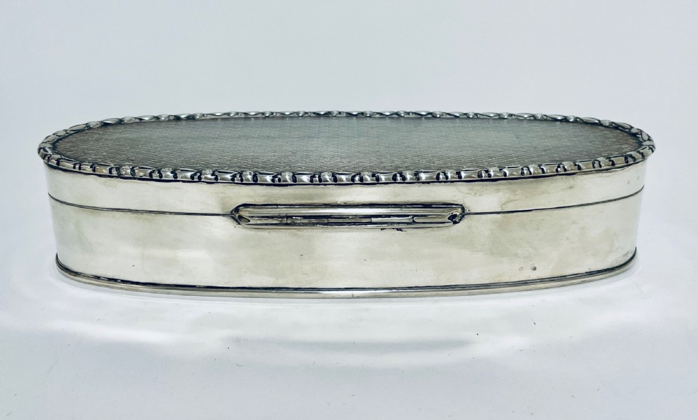 Antique Solid Silver Oval Dressing Table Box View IV