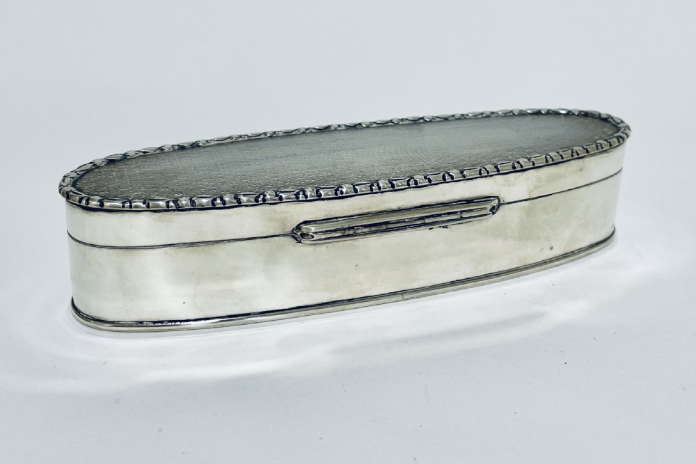Antique Solid Silver Oval Dressing Table Box View V