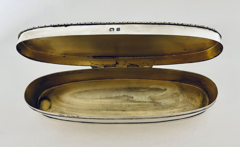 Antique Solid Silver Oval Dressing Table Box View XII