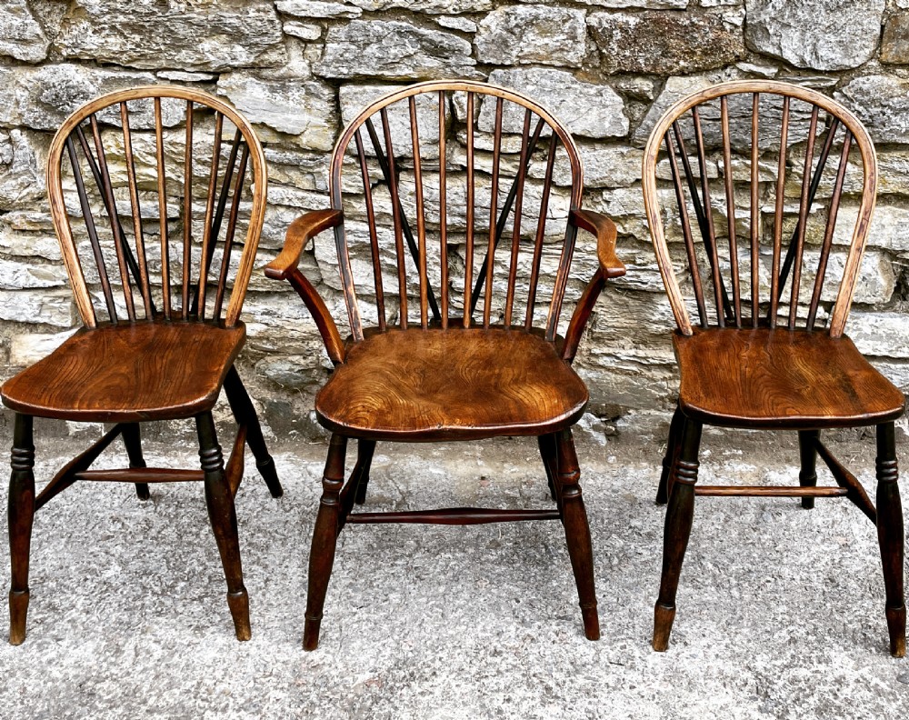 Trio of Early Stick Back Country Chairs View II