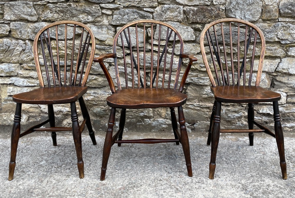 Trio of Early Stick Back Country Chairs View III