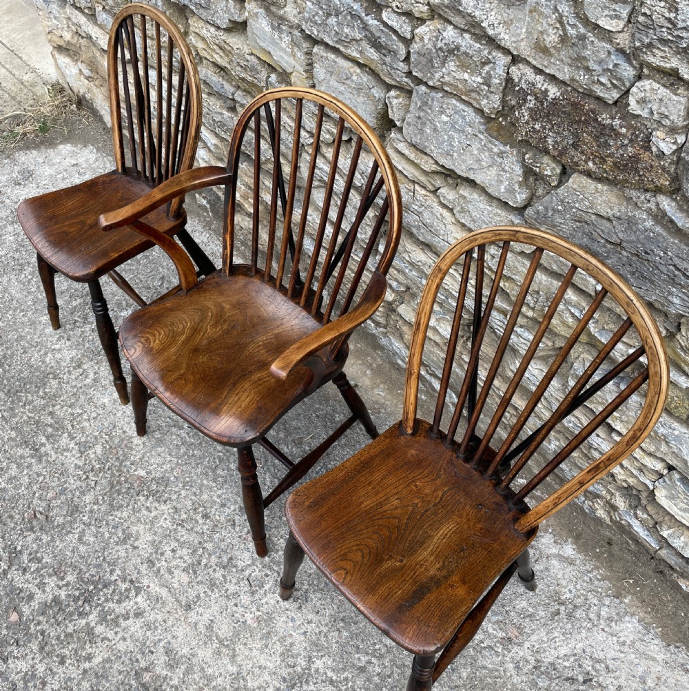 Trio of Early Stick Back Country Chairs View IV