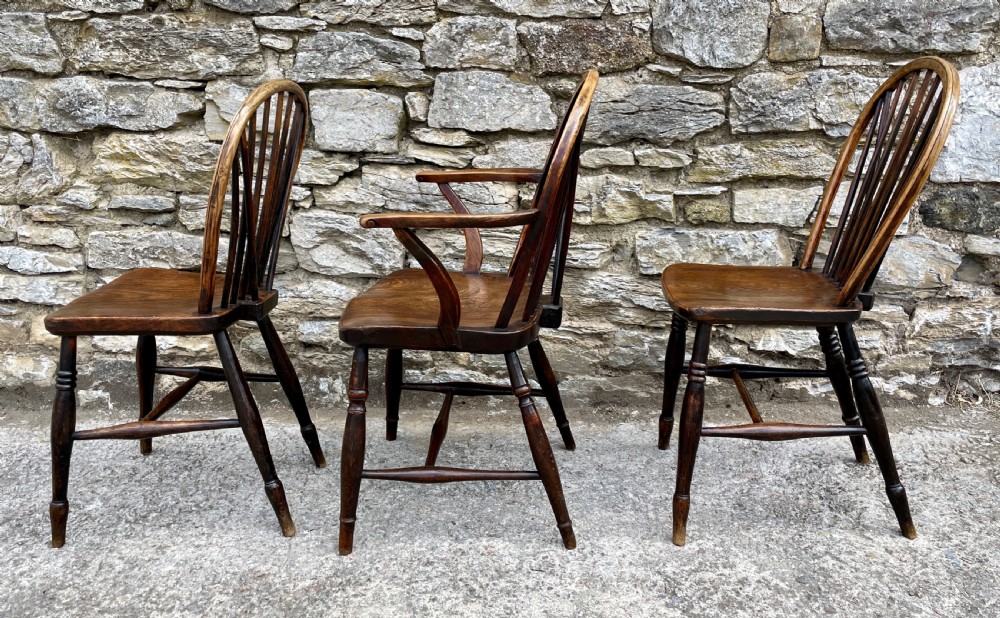 Trio of Early Stick Back Country Chairs View V