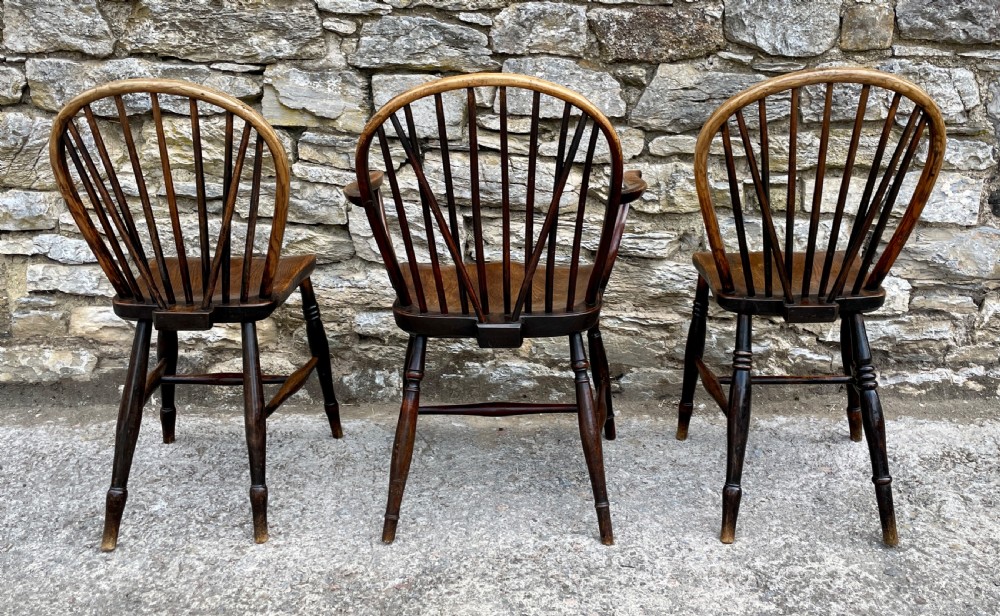 Trio of Early Stick Back Country Chairs View VI