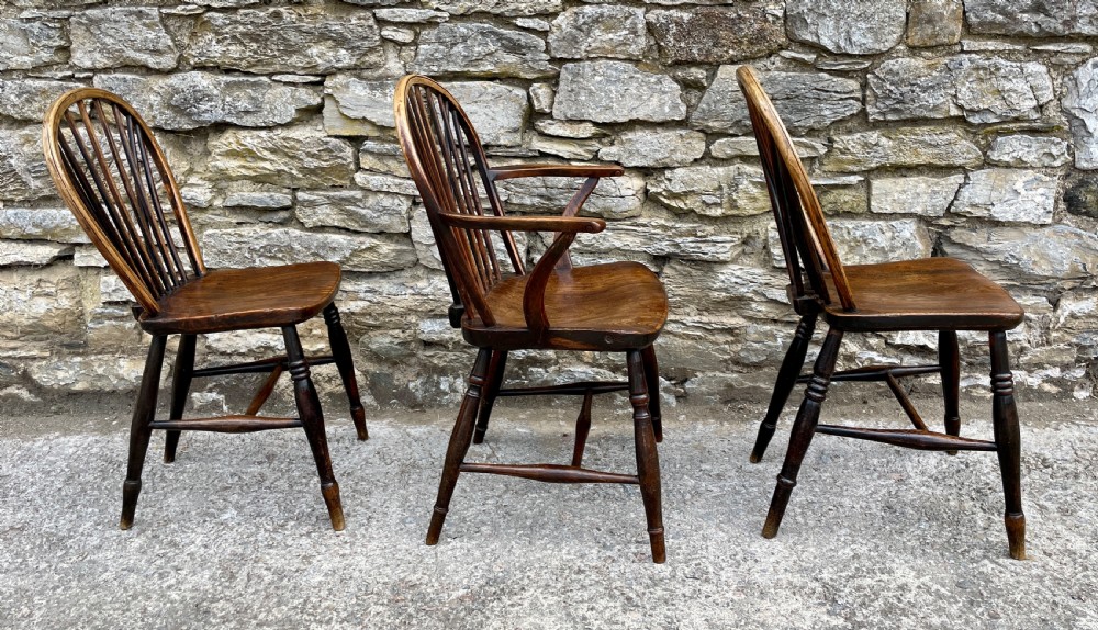 Trio of Early Stick Back Country Chairs View X