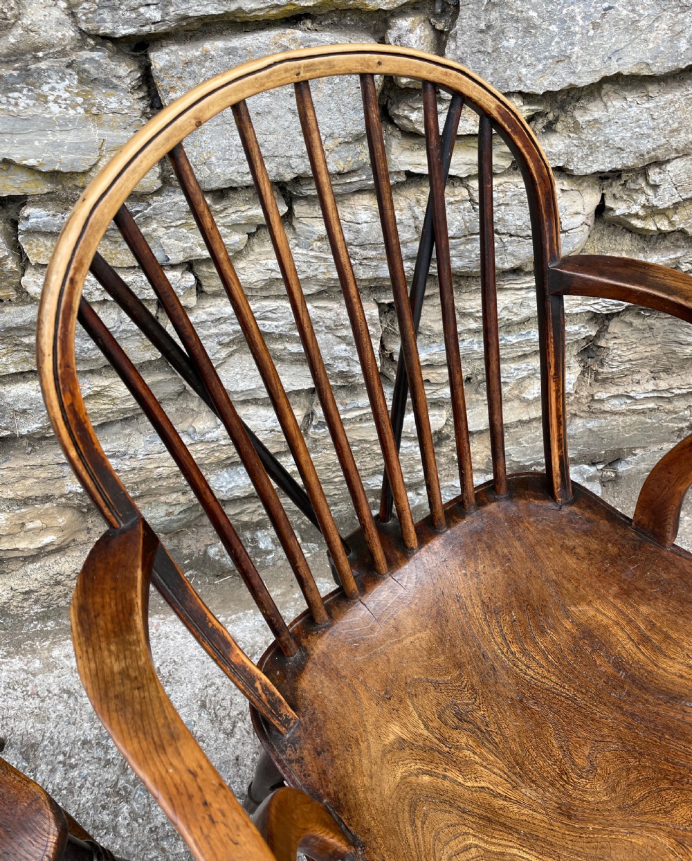 Trio of Early Stick Back Country Chairs View XV