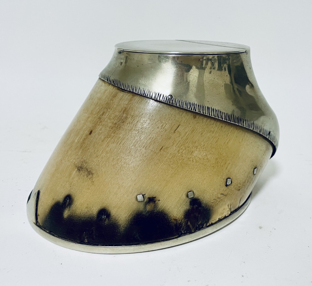 Antique Taxidermy Horse Hoof Silver Plated Vesta Match Holder View IV