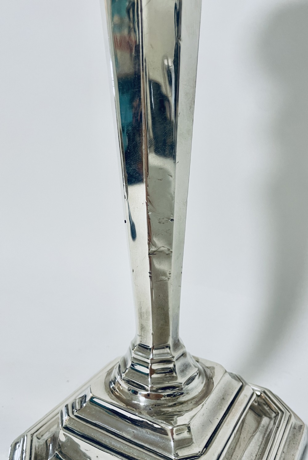 Large Antique Silver Candlestick View XII