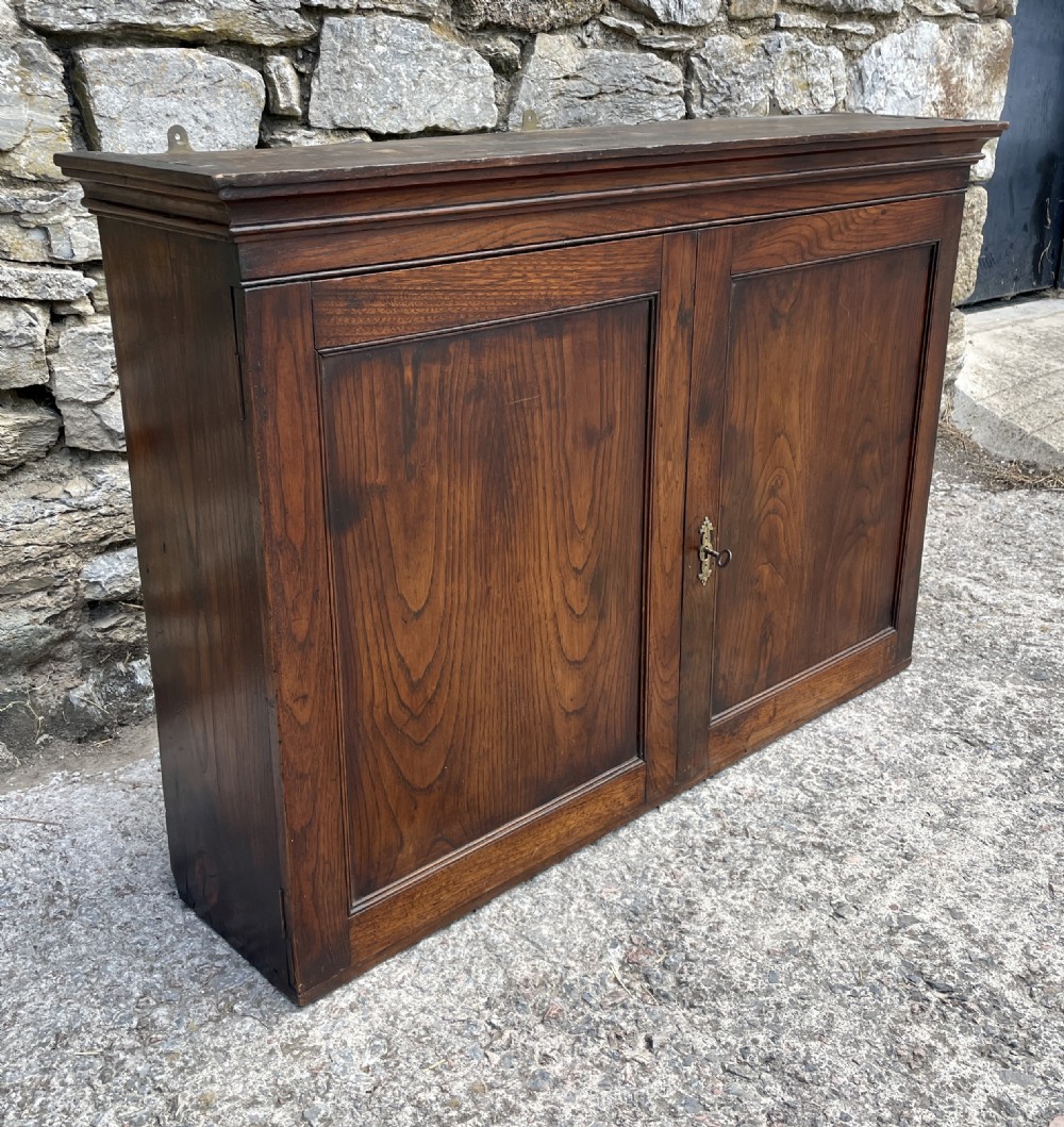Antique Georgian Elm Hanging Wall Cupboard View III