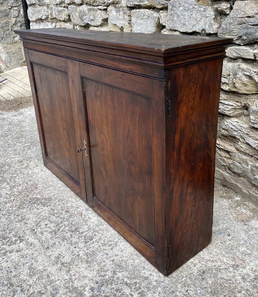 Antique Georgian Elm Hanging Wall Cupboard View V