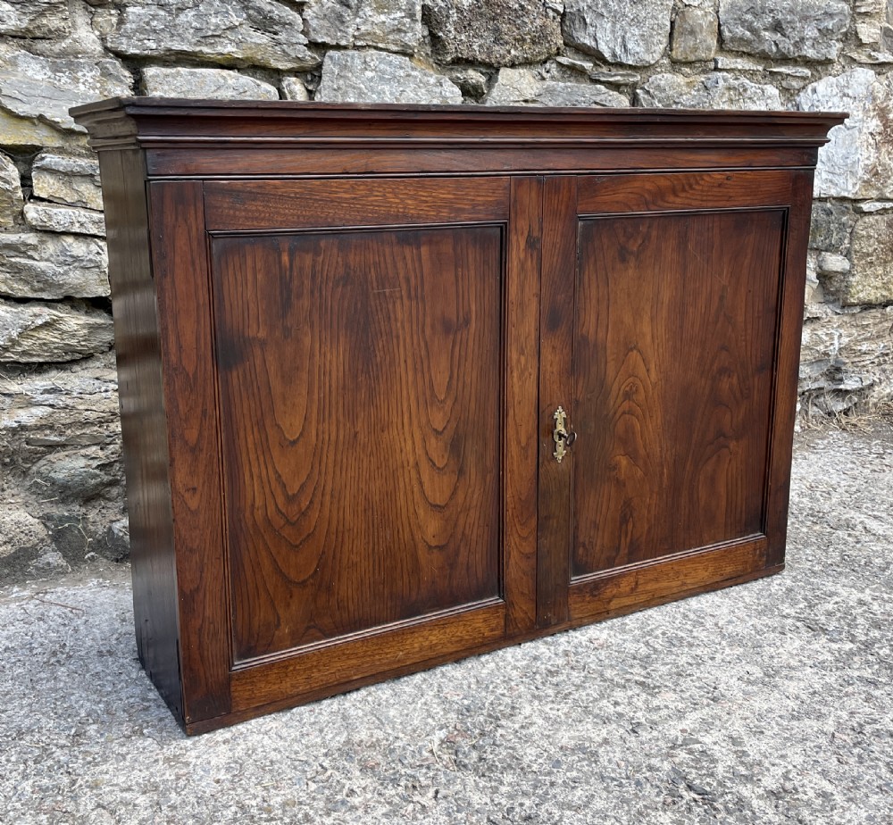 Antique Georgian Elm Hanging Wall Cupboard View X