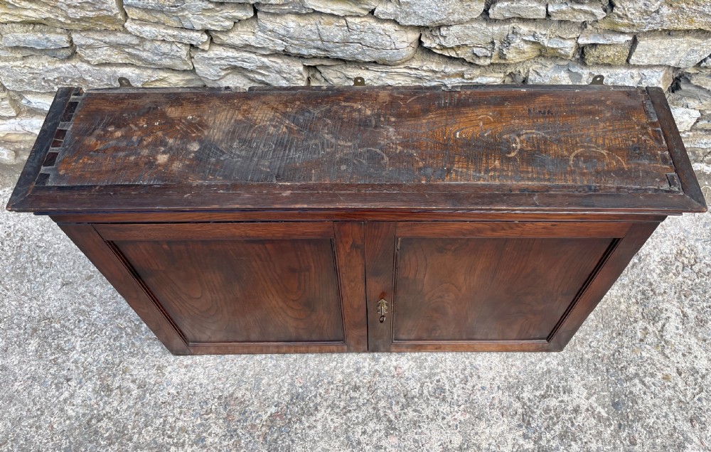 Antique Georgian Elm Hanging Wall Cupboard View XI