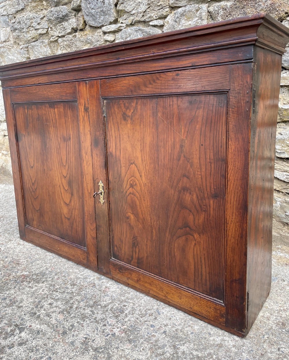 Antique Georgian Elm Hanging Wall Cupboard View XII