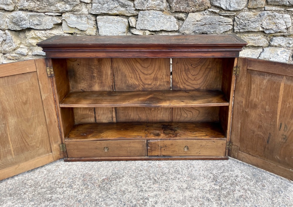 Antique Georgian Elm Hanging Wall Cupboard View XIV
