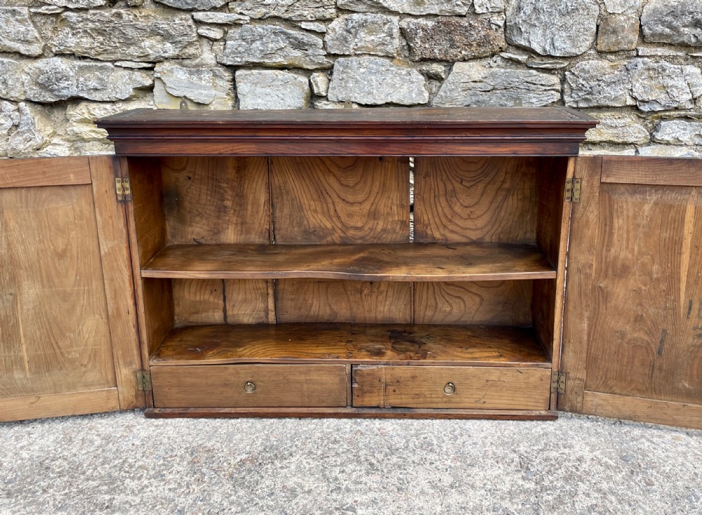 Antique Georgian Elm Hanging Wall Cupboard View XV
