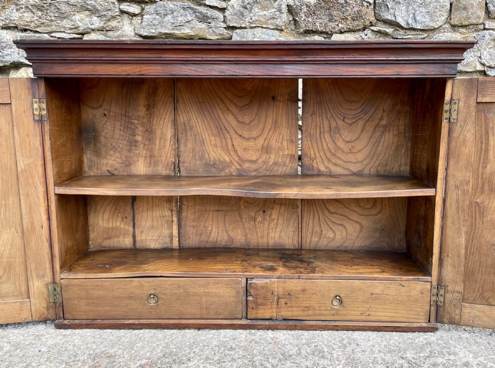 Antique Georgian Elm Hanging Wall Cupboard View XVI