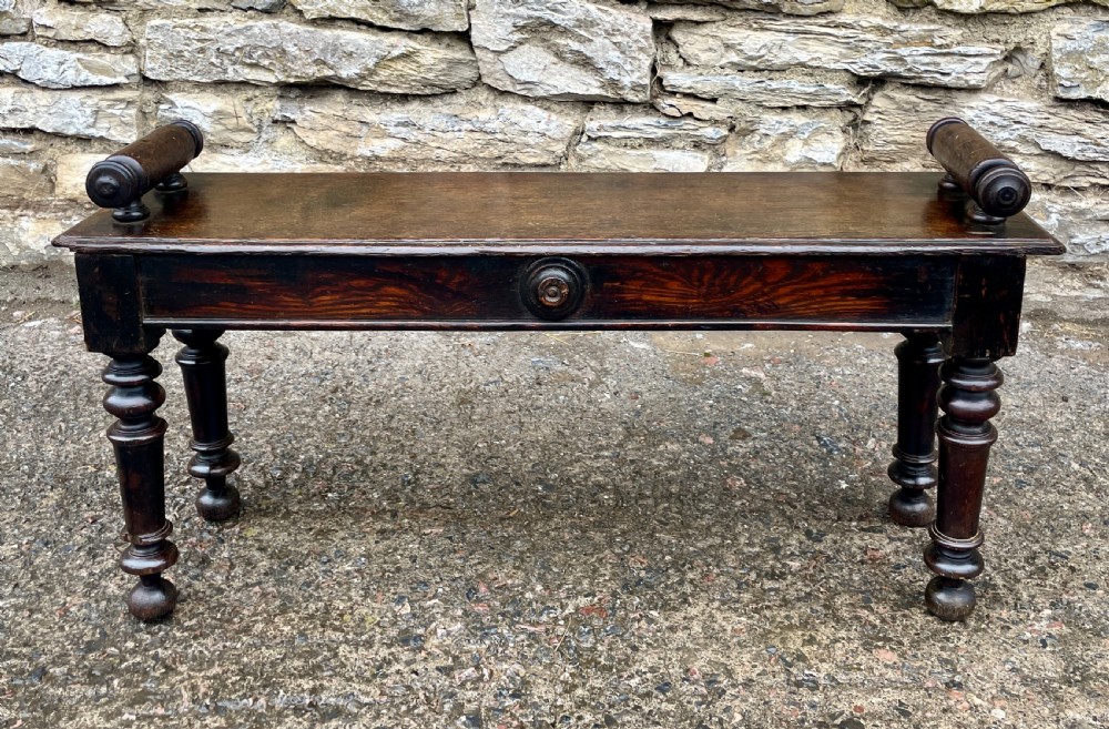 Antique Victorian Oak Window Bench