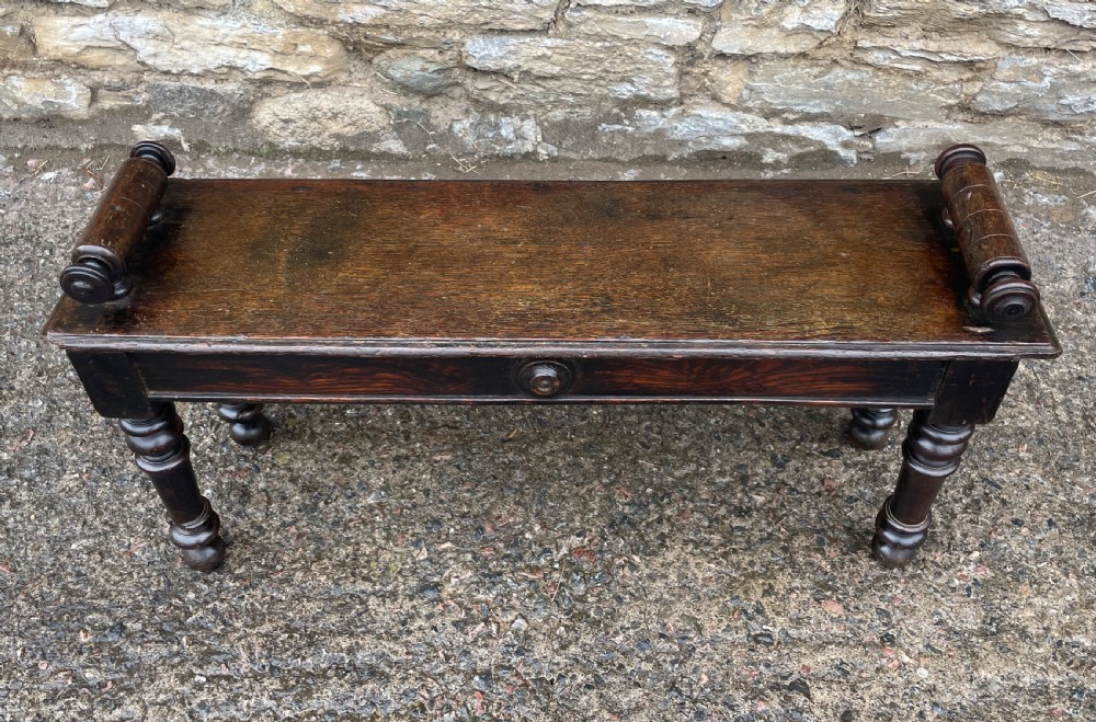 Antique Victorian Oak Window Bench View III