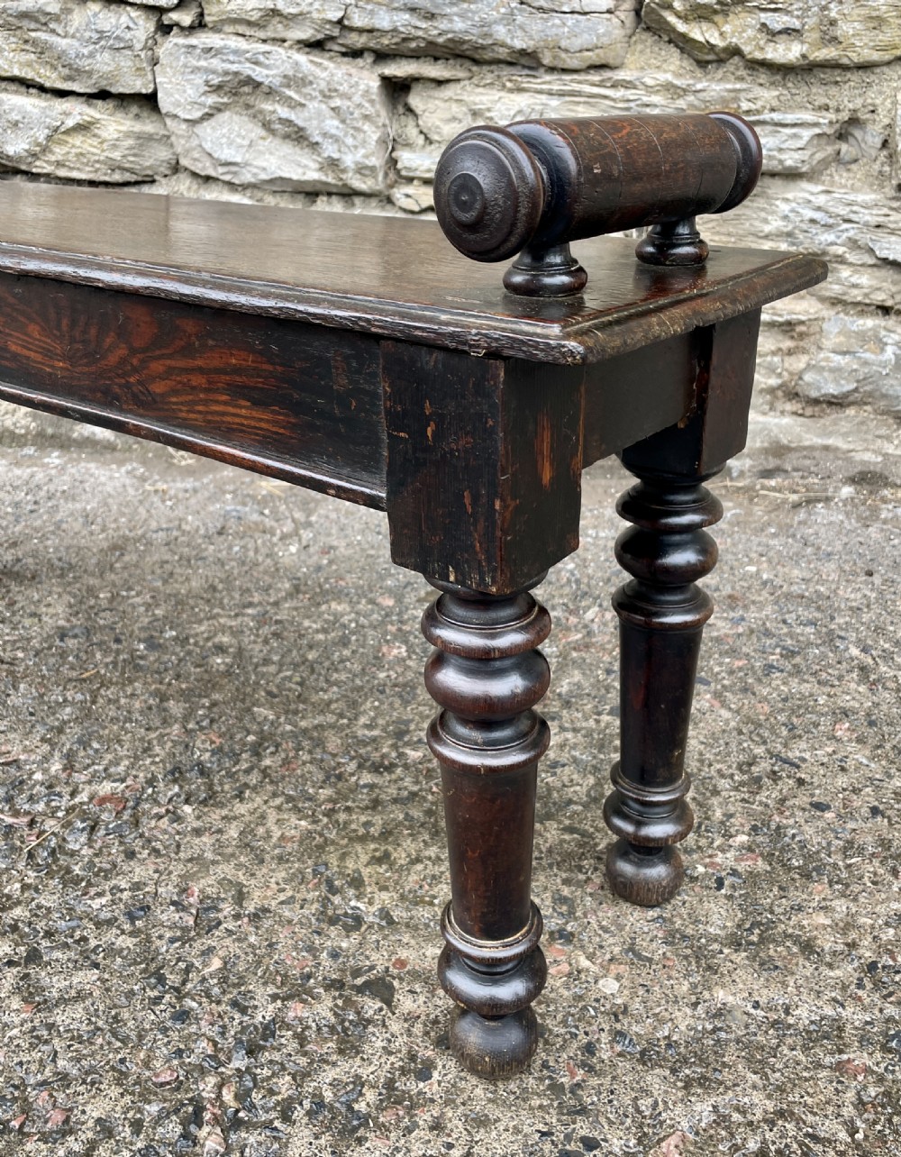 Antique Victorian Oak Window Bench View IV