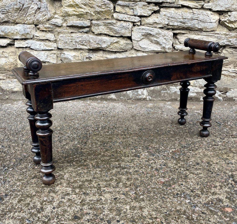 Antique Victorian Oak Window Bench View VII