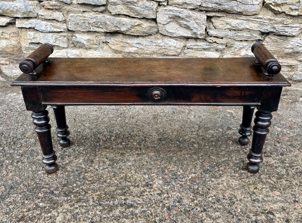 Antique Victorian Oak Window Bench View IX