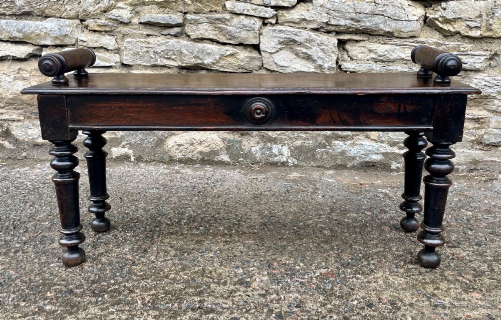 Antique Victorian Oak Window Bench View XII
