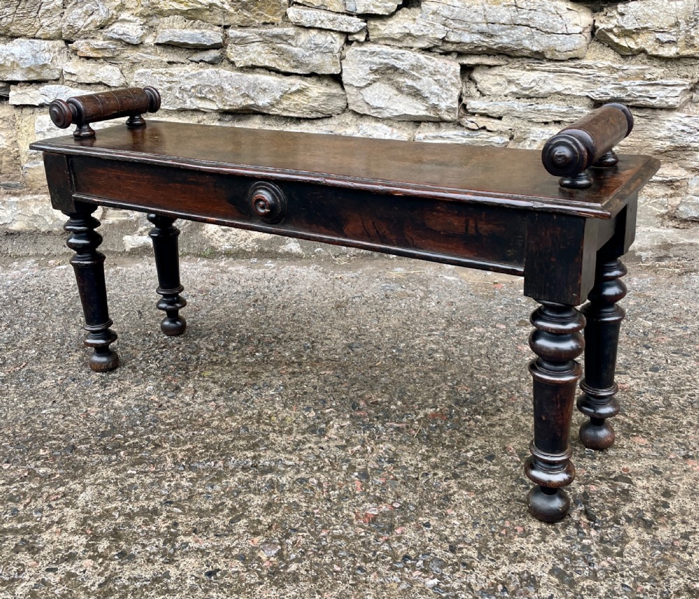 Antique Victorian Oak Window Bench View XIV