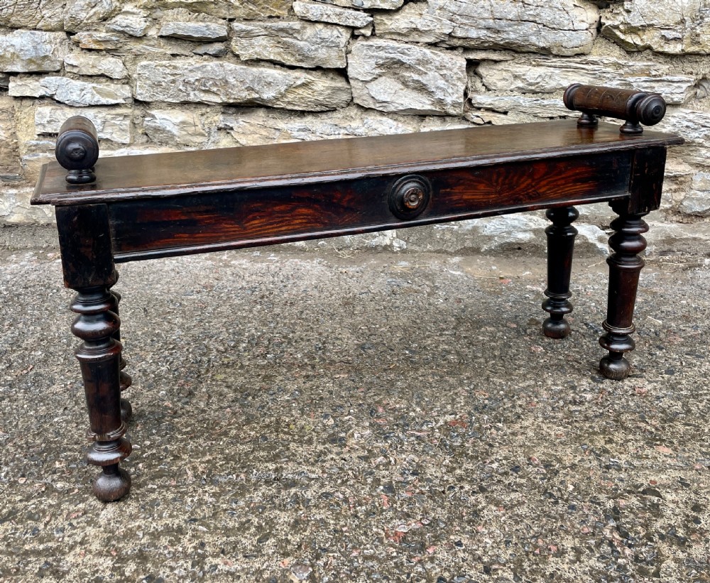 Antique Victorian Oak Window Bench View XVII