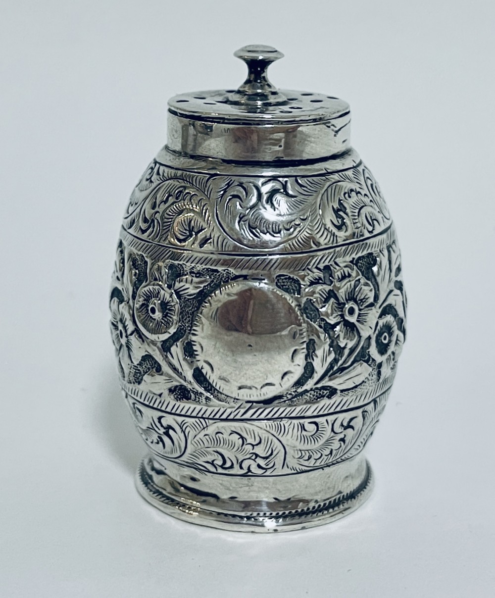 Victorian Solid Silver Barrel Shaped Pepper Pot Shaker 