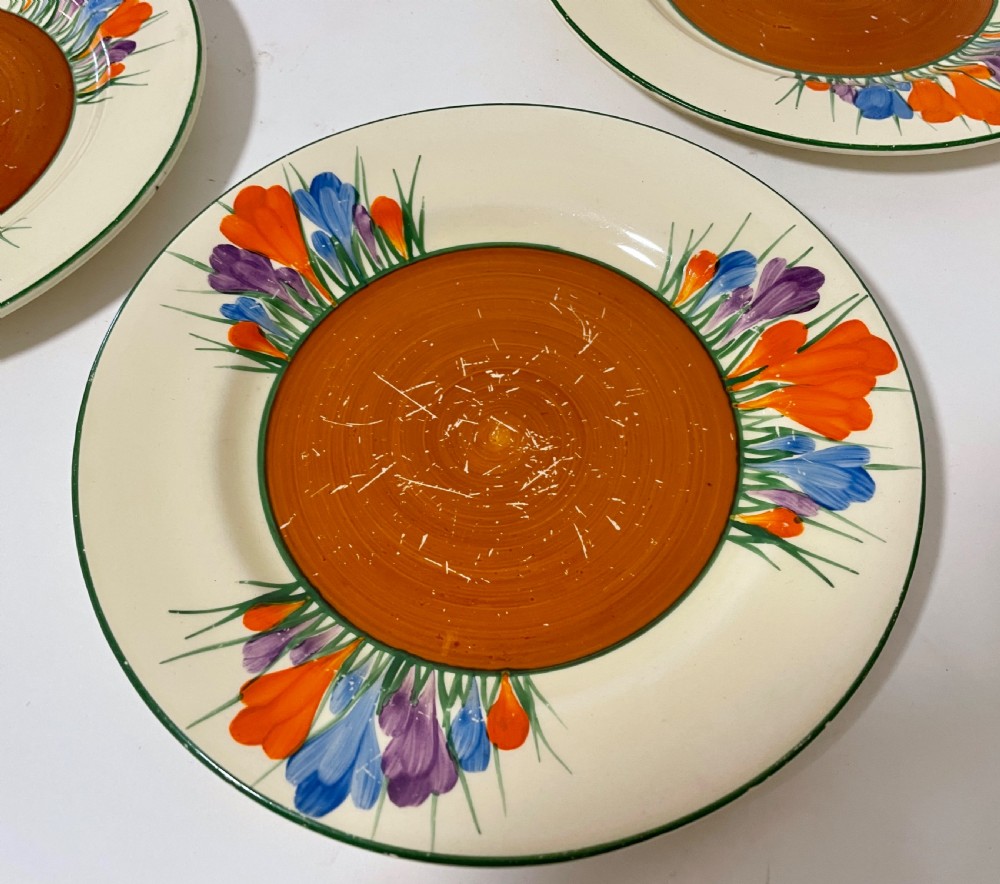 Set of 6 Clarice Cliff Crocus Side Plates View II
