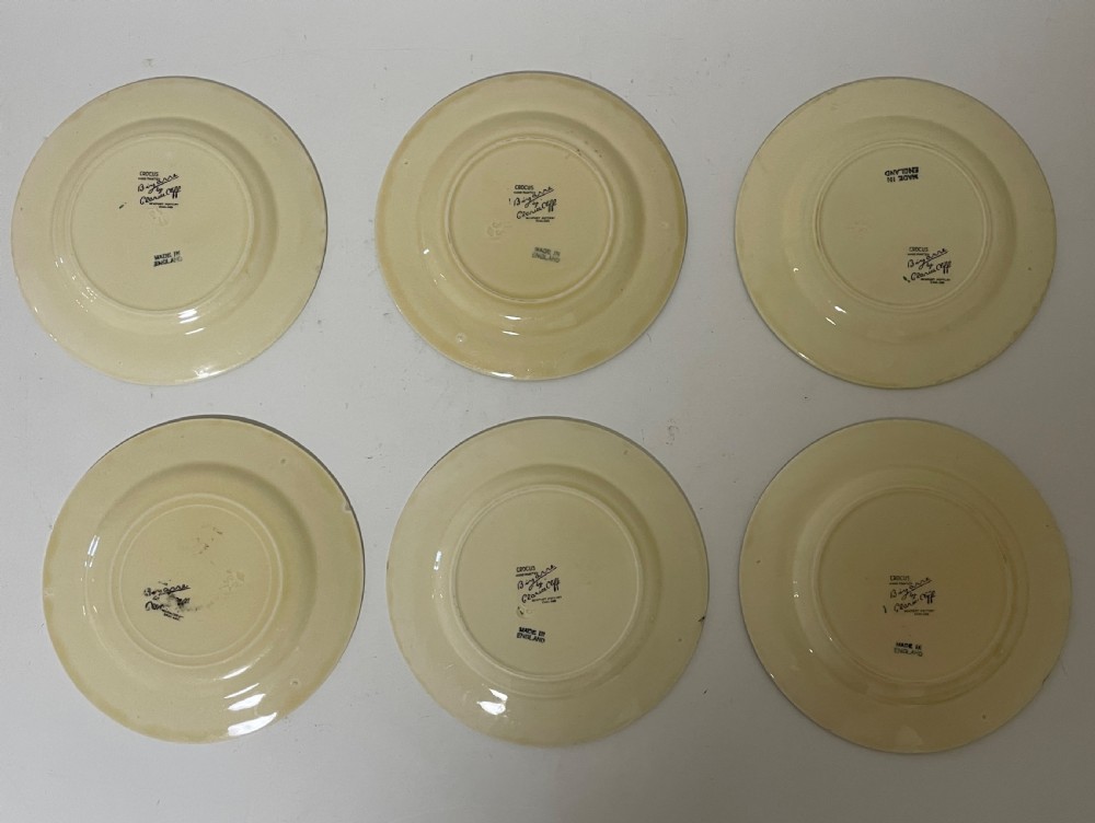 Set of 6 Clarice Cliff Crocus Side Plates View VIII