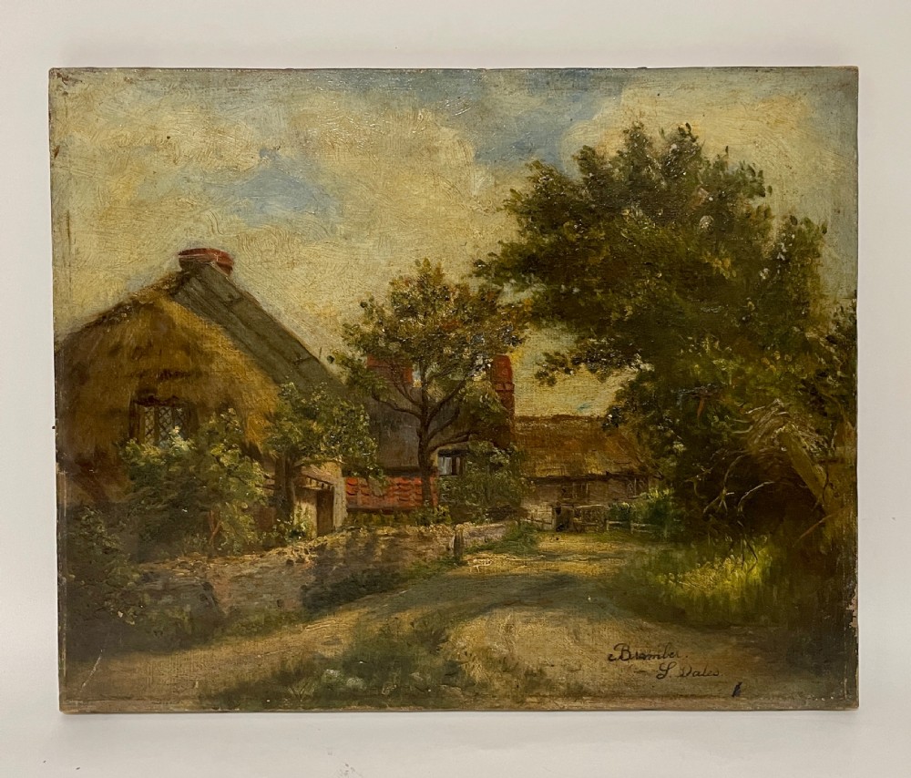 Decorative Countryside Oil on Canvas Painting of Bramber