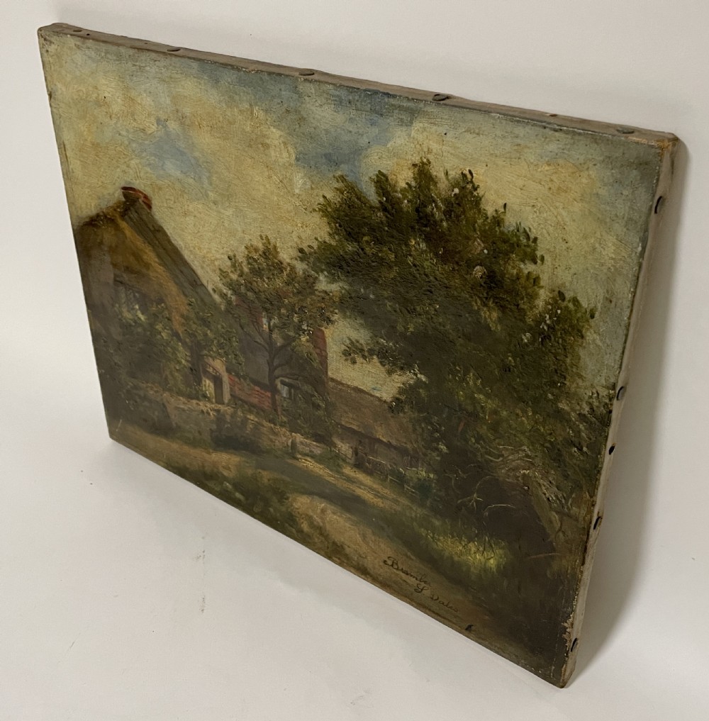 Decorative Countryside Oil on Canvas Painting of Bramber View II