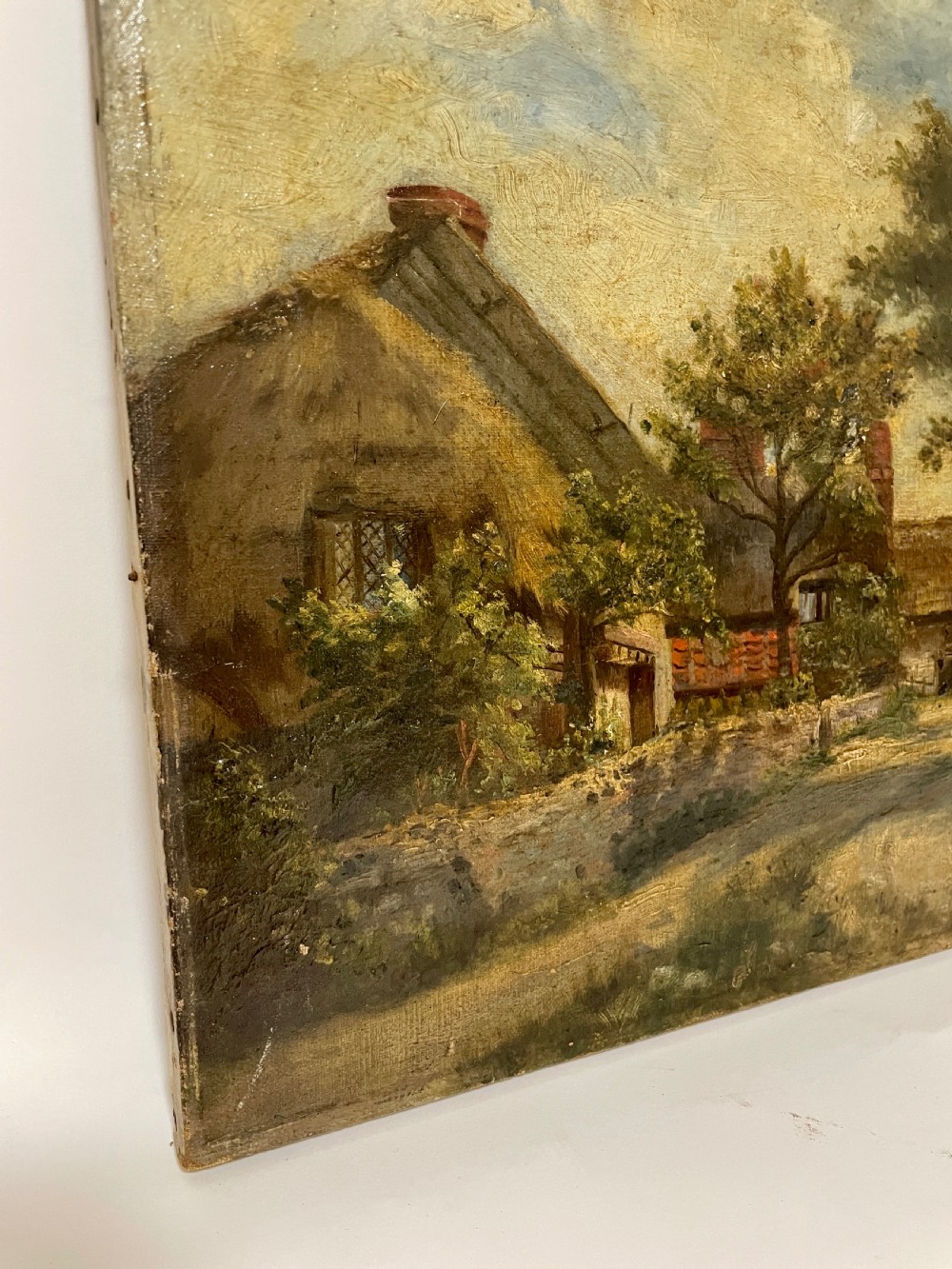 Decorative Countryside Oil on Canvas Painting of Bramber View IV
