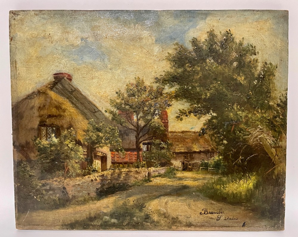 Decorative Countryside Oil on Canvas Painting of Bramber View V
