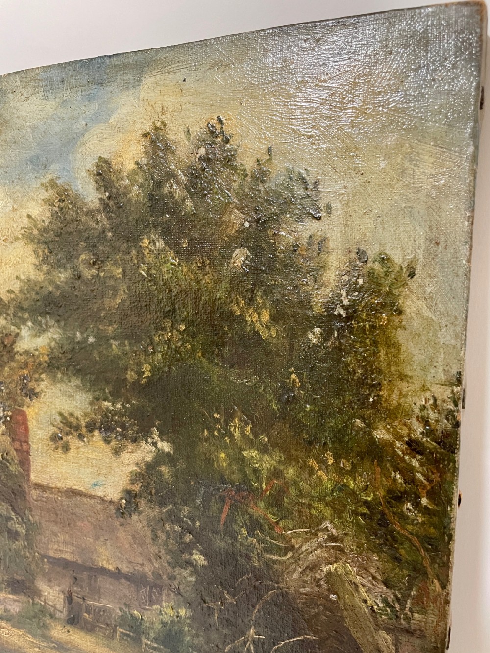 Decorative Countryside Oil on Canvas Painting of Bramber View VII