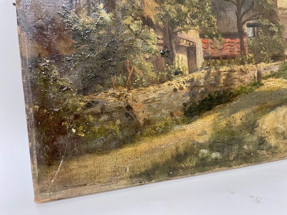 Decorative Countryside Oil on Canvas Painting of Bramber View VIII