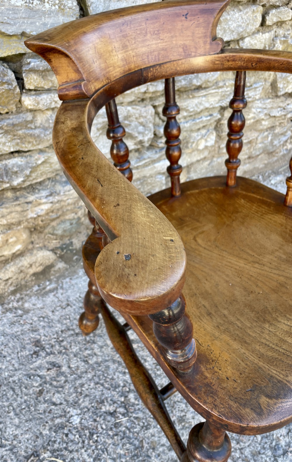Antique Elm Captains Chair View XIII