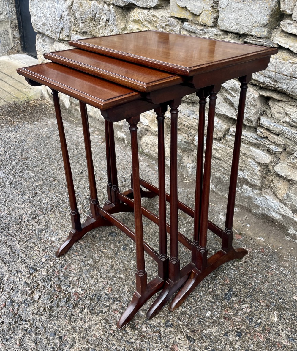 Antique Edwardian Mahogany Nest of Three Tables