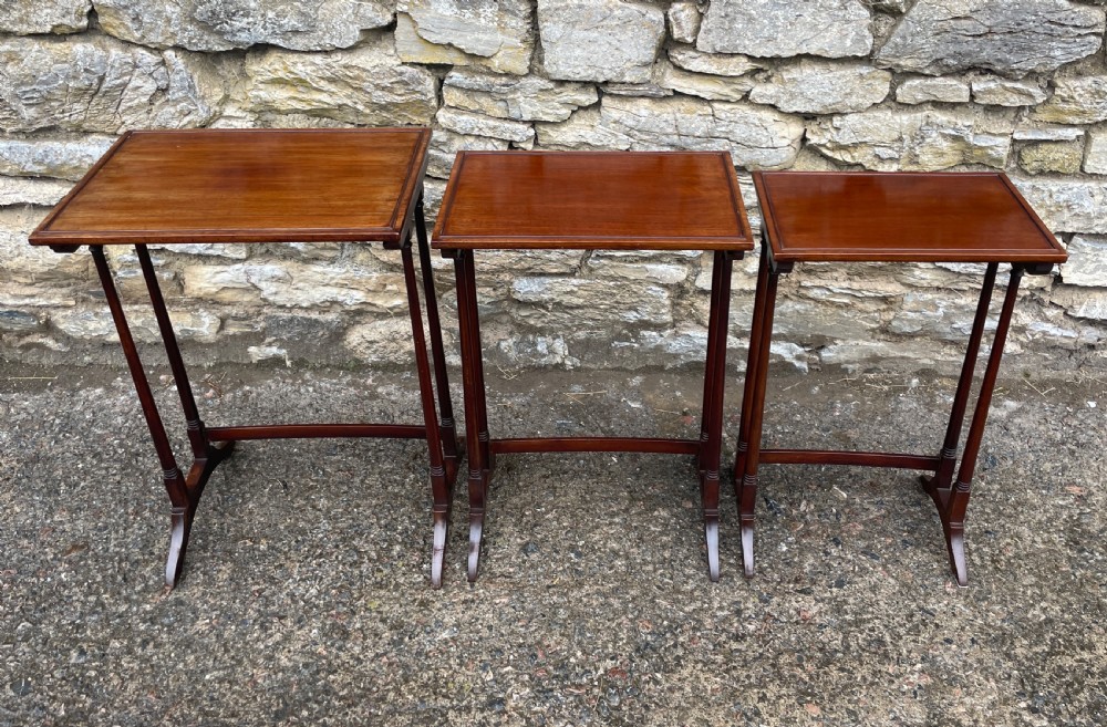 Antique Edwardian Mahogany Nest of Three Tables View VI
