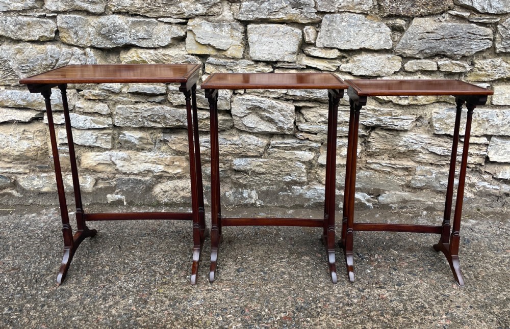 Antique Edwardian Mahogany Nest of Three Tables View VII