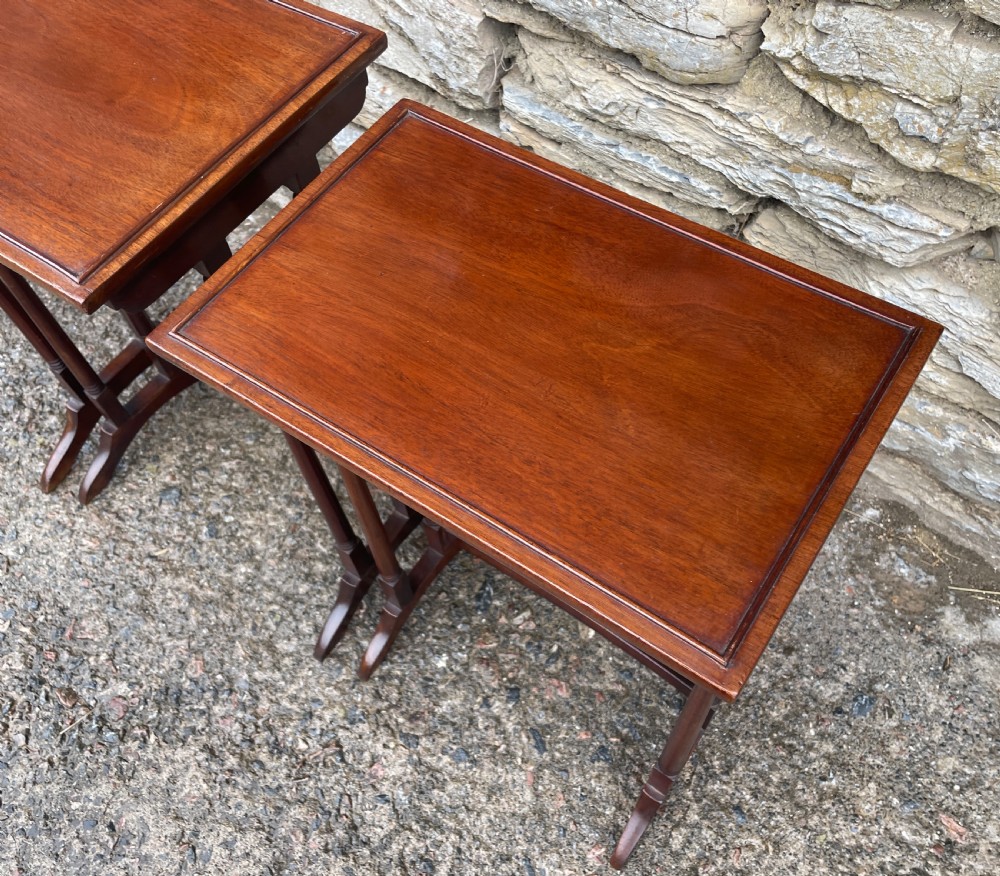 Antique Edwardian Mahogany Nest of Three Tables View IX