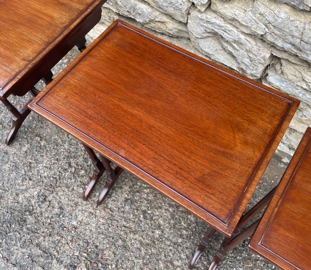 Antique Edwardian Mahogany Nest of Three Tables View X