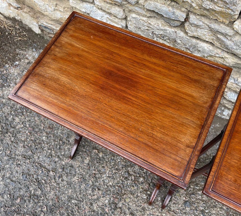 Antique Edwardian Mahogany Nest of Three Tables View XI