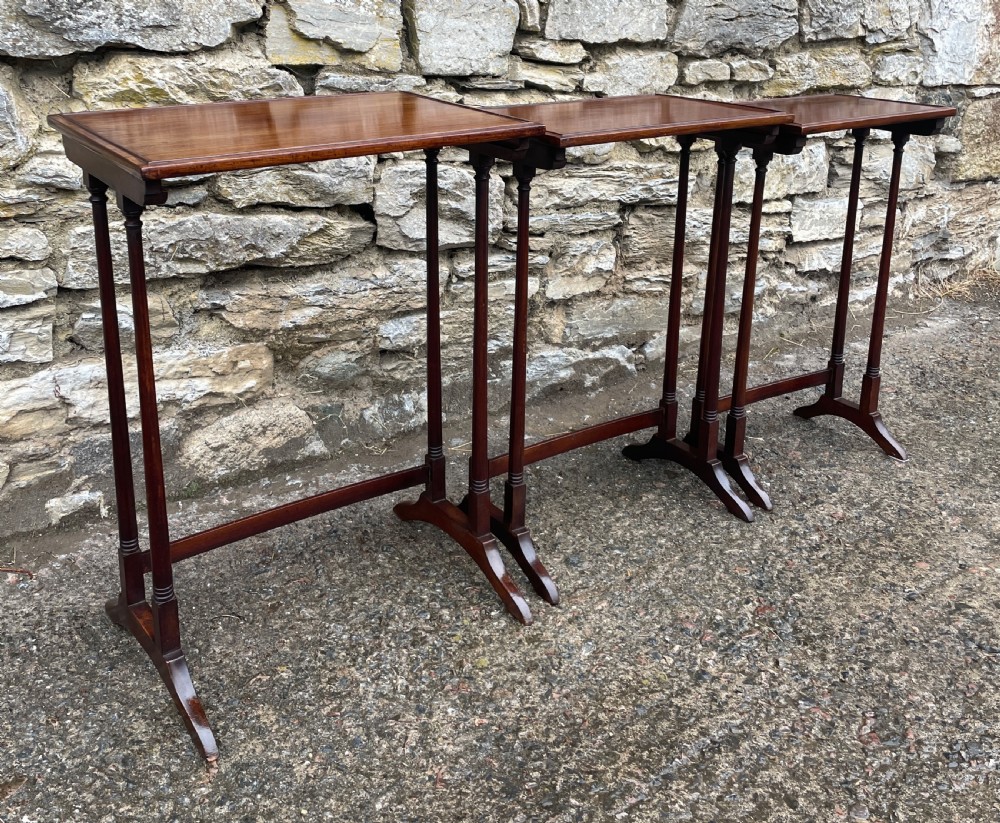 Antique Edwardian Mahogany Nest of Three Tables View XII