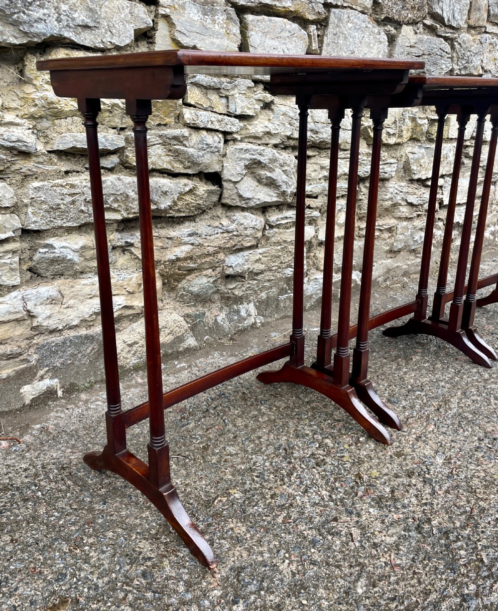 Antique Edwardian Mahogany Nest of Three Tables View XIII