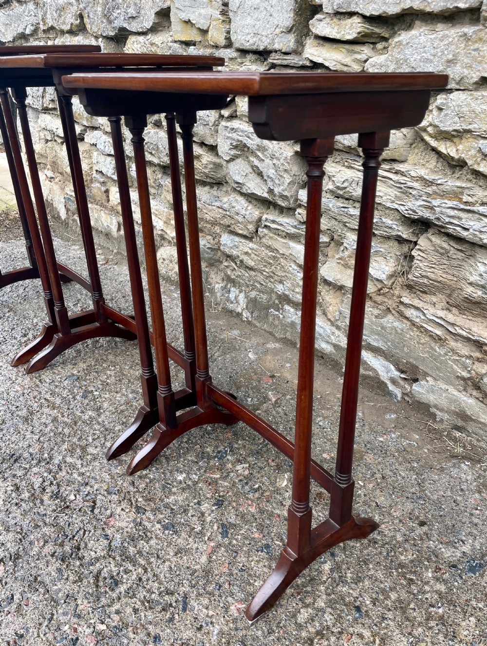 Antique Edwardian Mahogany Nest of Three Tables View XIV