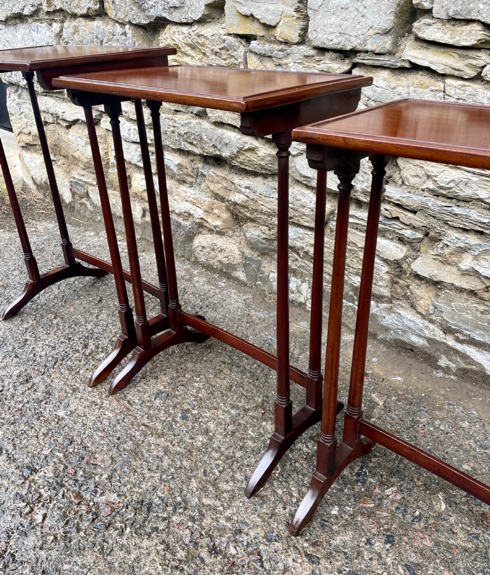 Antique Edwardian Mahogany Nest of Three Tables View XV