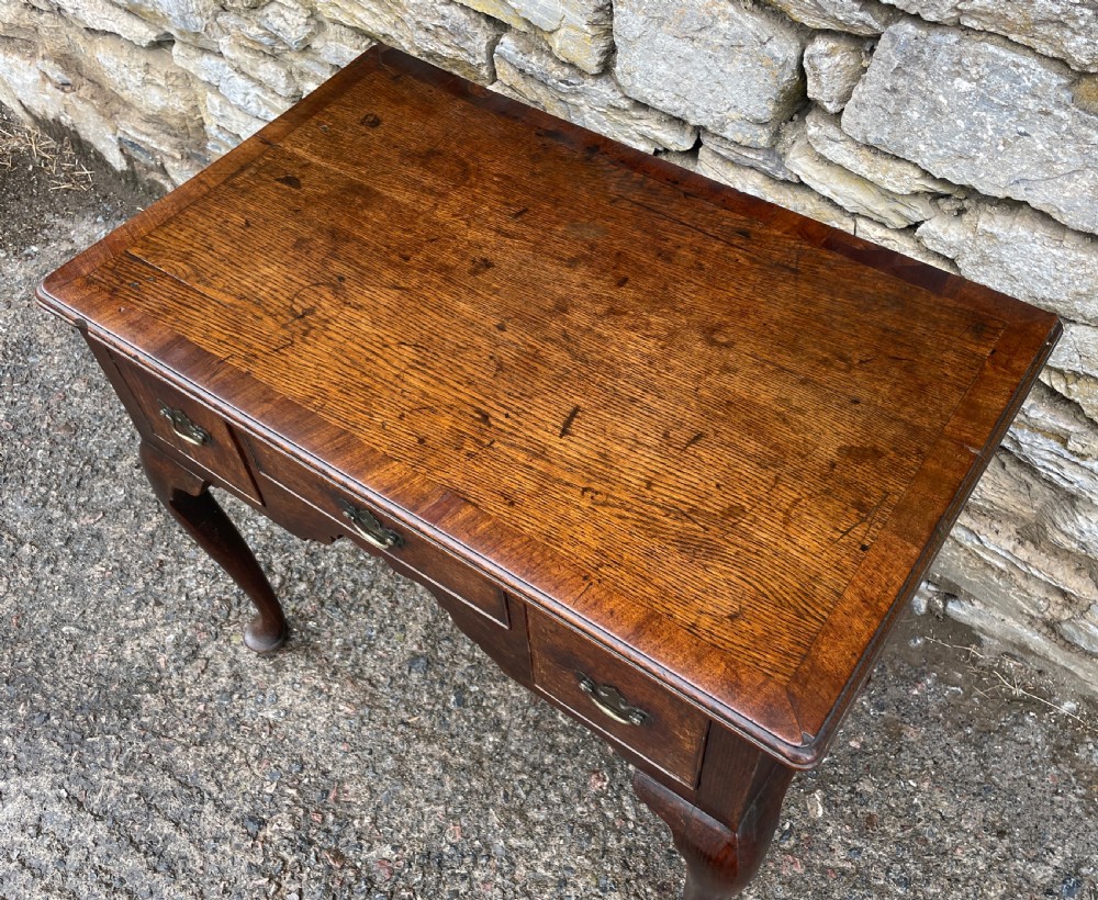 18th Century Georgian Oak Crossbanded Lowboy View VI